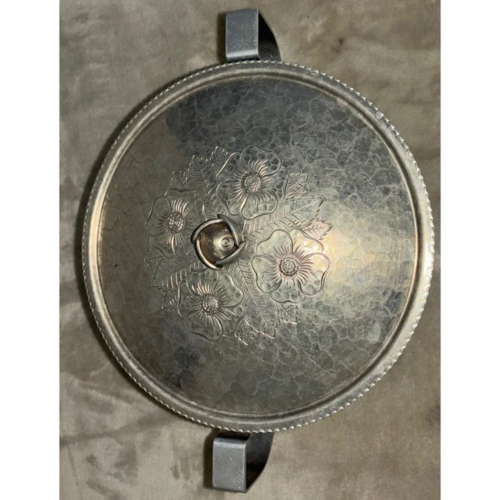Viko Aluminum‎ 3 Egg Poaching Dish Floral Engraved Made in USA Vintage